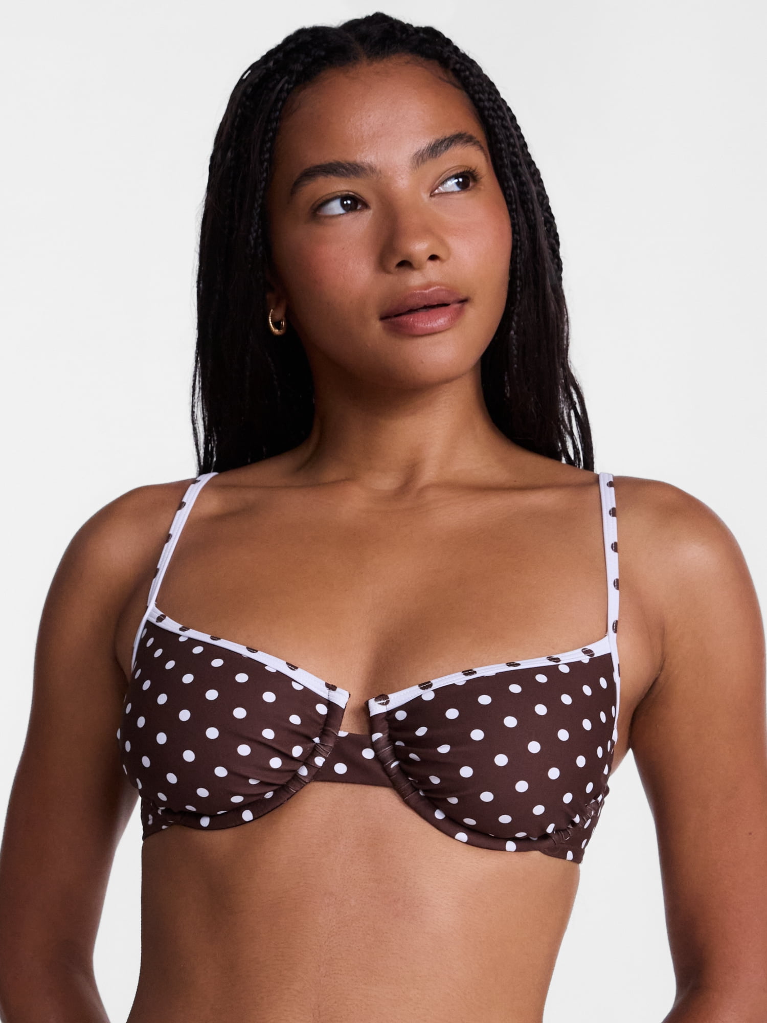 No Boundaries Polka Dot Underwire Bikini Top, Women's XXS-XXL