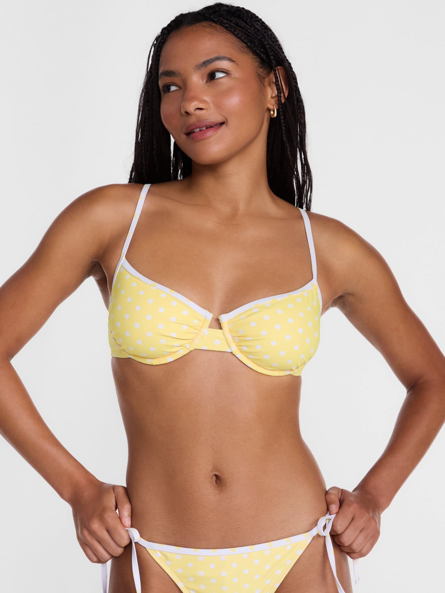 No Boundaries Polka Dot Underwire Bikini Top, Women's XXS-XXL