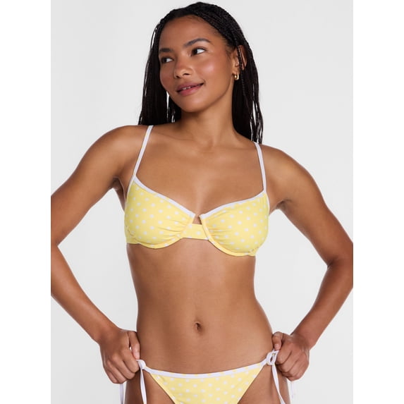 No Boundaries Polka Dot Underwire Bikini Top, Women's XXS-XXL