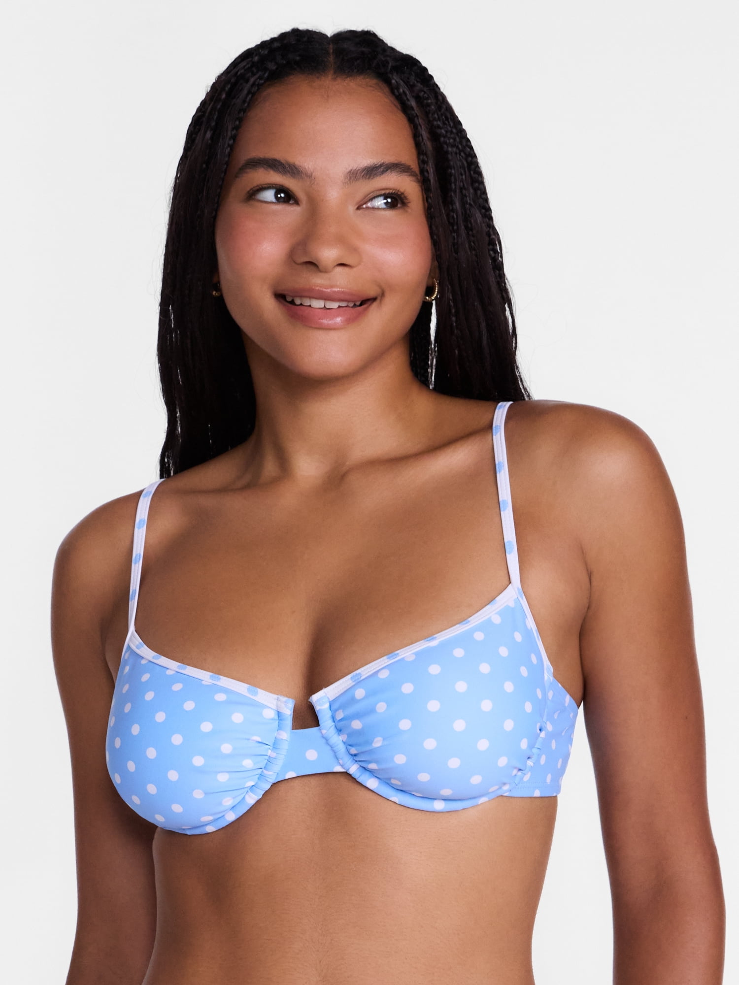 No Boundaries Polka Dot Underwire Bikini Top, Women's XXS-XXL