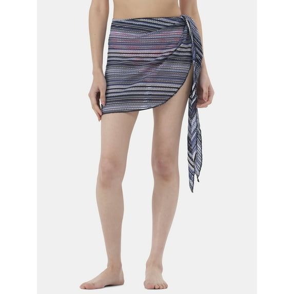 No Boundaries Women's Polyester Stripe Pareos, One Size, Blue Multi