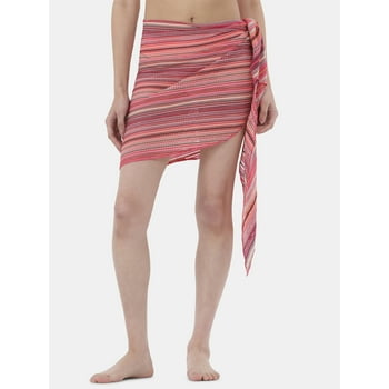 No Boundaries Women's Polyester Stripe Pareos, One Size, Pink Multi