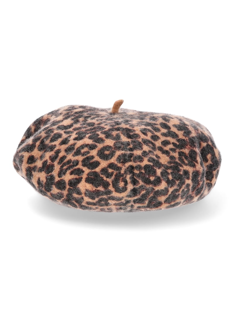 No Boundaries Women's Print Beret, One Size, Leopard - Walmart.com