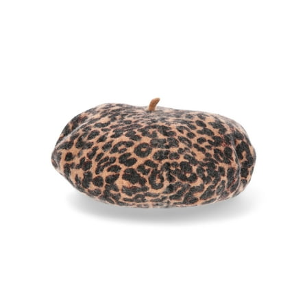 No Boundaries Women's Print Beret, One Size, Leopard