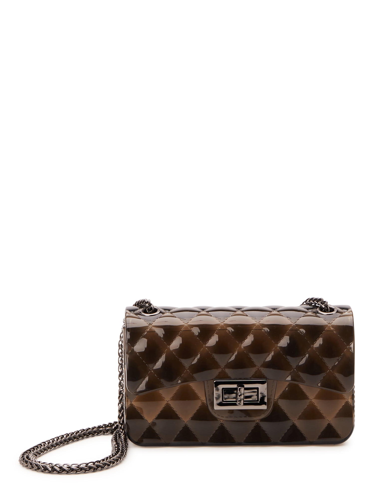 No Boundaries Women s Quilted Jelly Crossbody Bag Black Walmart