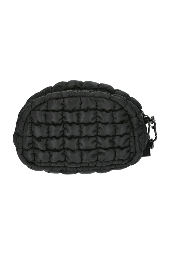 Women's Quilted Pouch Bag Charm, Black,