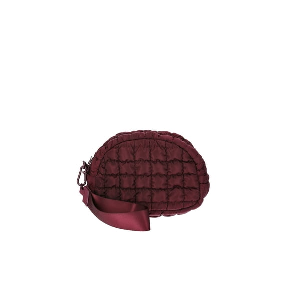 No Boundaries Women's Quilted Pouch Bag Charm, Wine Fusion