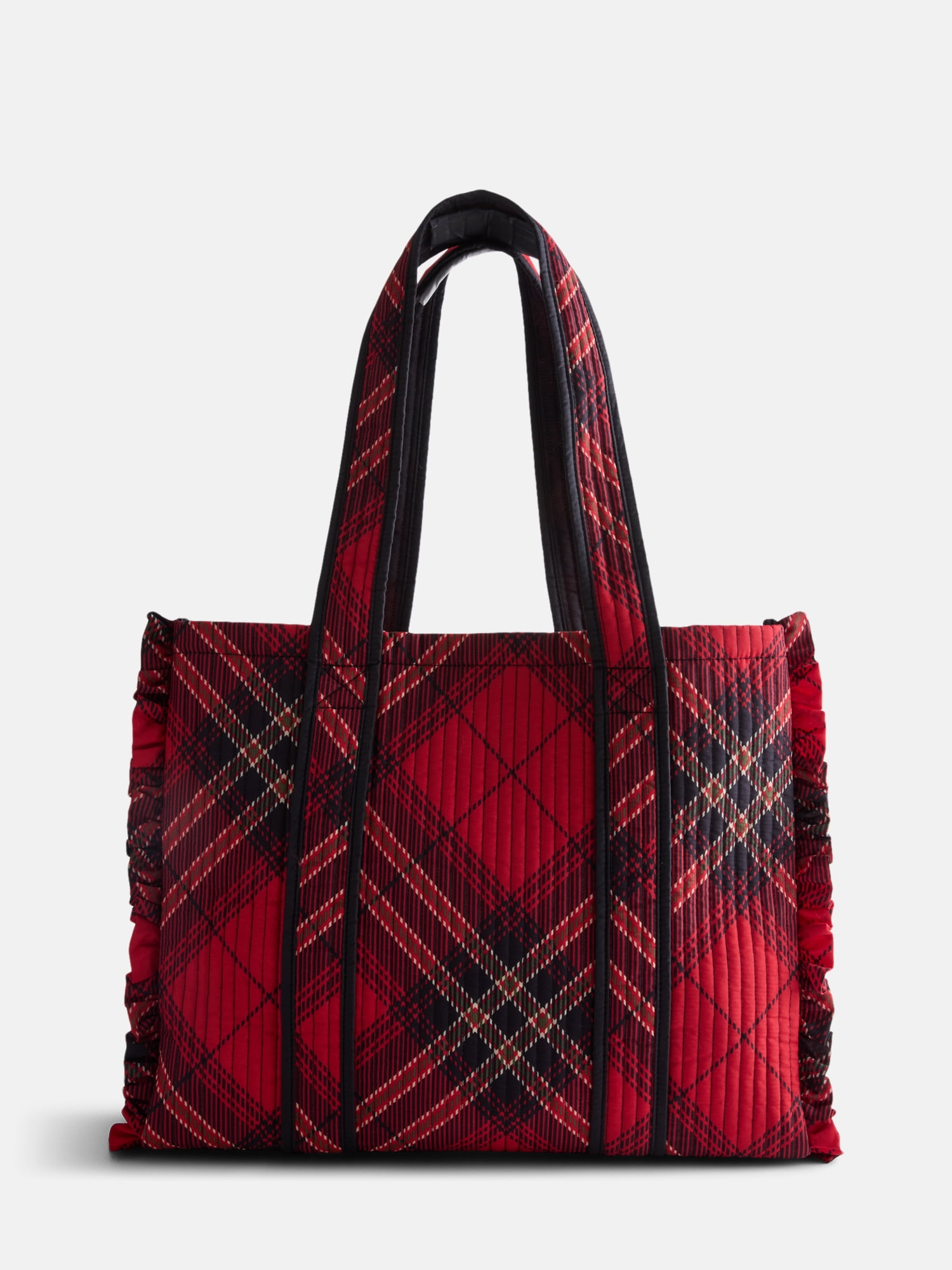 No Boundaries Quilted Tote Bag, Women's, Red Plaid