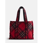 Quilted Tote Bag, Women's, Red Plaid