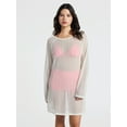 thumbnail image 1 of No Boundaries Crochet Raglan Dress Swim Coverup with Long Sleeves, Women's, 1 of 3