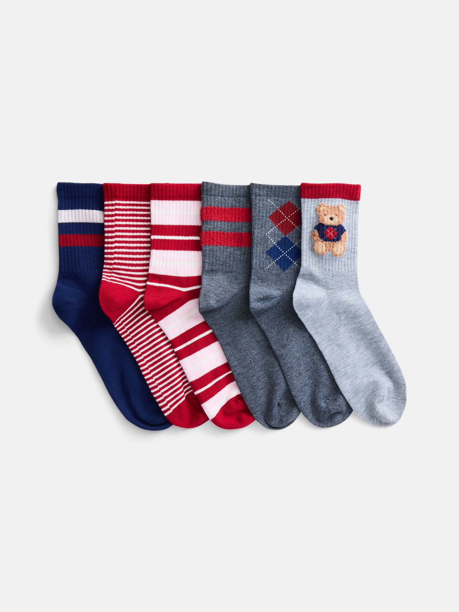 No Boundaries Women's Ribbed Mid Crew Socks, 6 Pack, Shoe Sizes 4-10