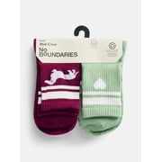 No Boundaries Women's Ribbed Mid Crew Socks, 6 Pack, Shoe Sizes 4-10