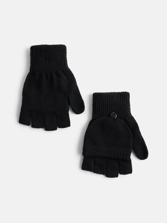 Women's Ribbed Knit Pop Top Mittens