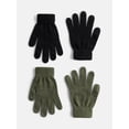 thumbnail image 1 of No Boundaries Women's Ribbed Knit Solid Gloves, 2 Pack, 1 of 4