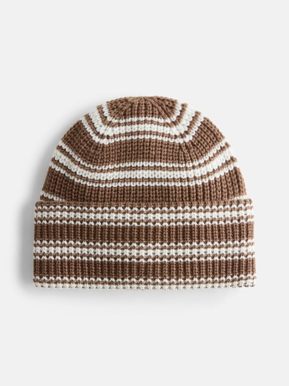 Women's Ribbed Knit Striped Beanie
