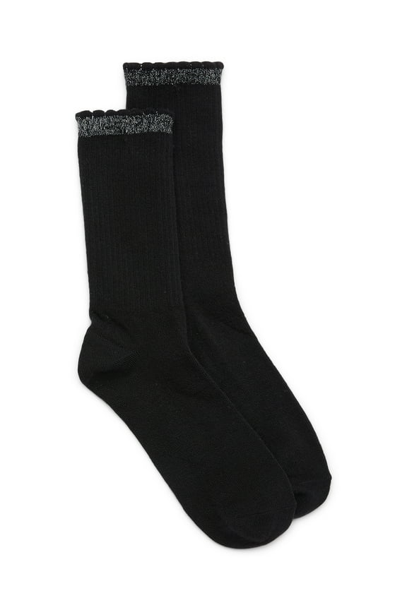 Women's Ribbed Lurex Crew Socks, 1 Pack, Size 4-10