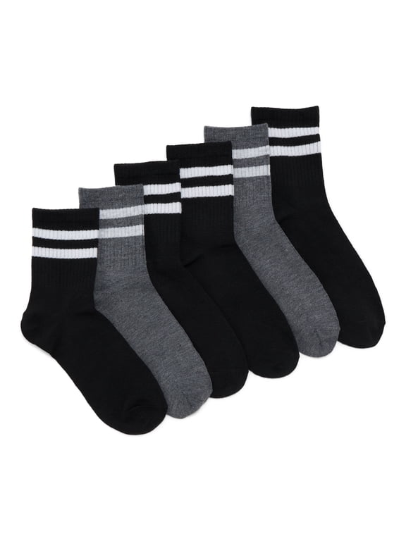 Women's Ribbed Mid Crew Socks, 6-Pack, Women's, Shoe Sizes 4-10