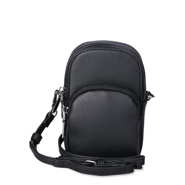 No Boundaries Women's Rounded Phone Crossbody Bag, Black