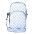 thumbnail image 1 of No Boundaries Women's Rounded Phone Crossbody Bag, Freshwater Blue Check, 1 of 7
