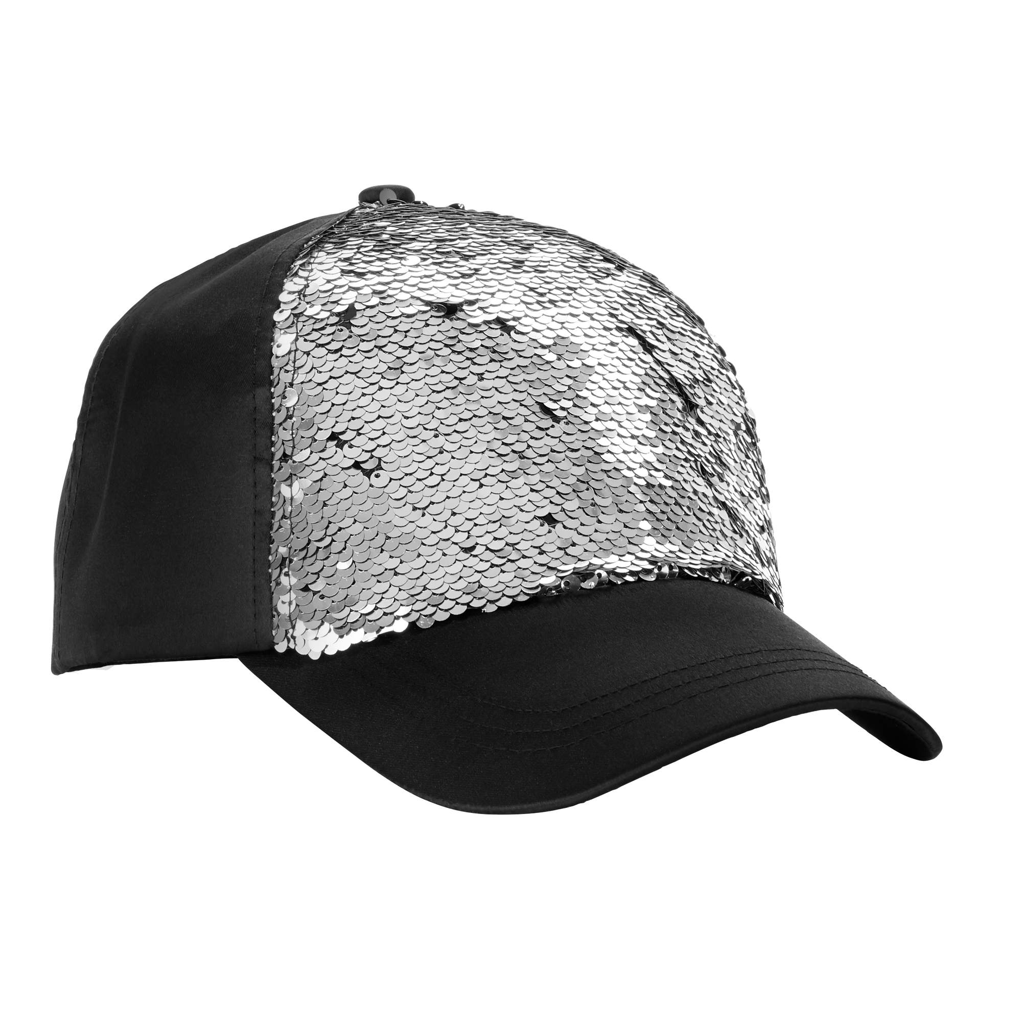 No Boundaries Women's Satin Baseball Hat with Reversible Sequin Panel