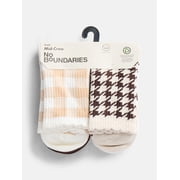 No Boundaries Women's Ribbed Mid Crew Socks with Scallop Edge, 6 Pack, Shoe Sizes 4-10