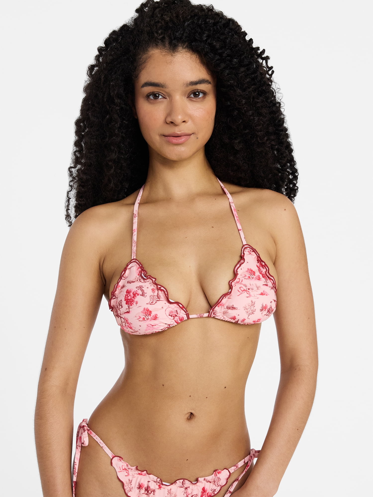 No Boundaries Scenic Route Triangle Bikini Top with Double Lettuce