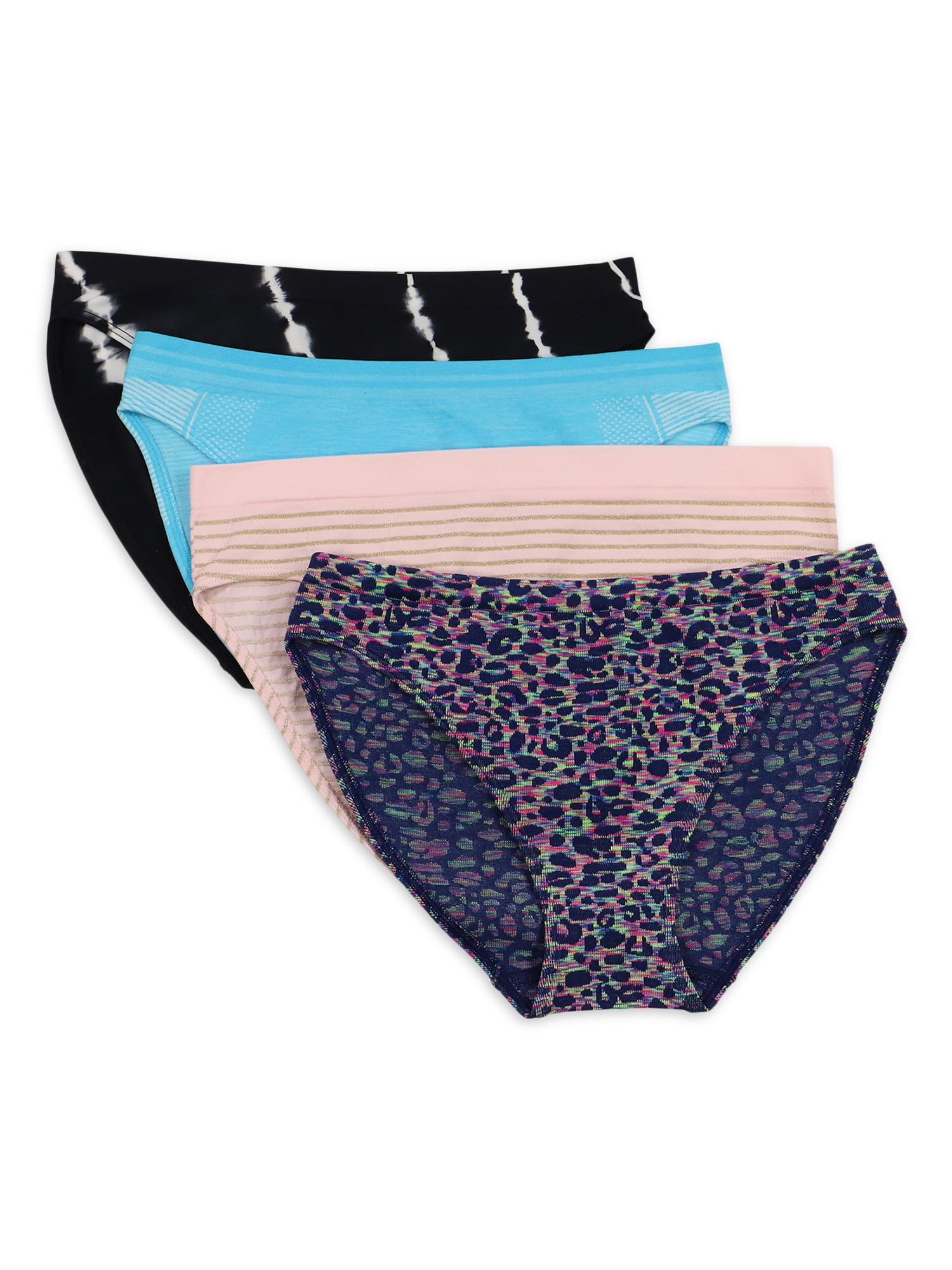 No Boundaries Women's Seamless Bikini Panties, 4-Pack