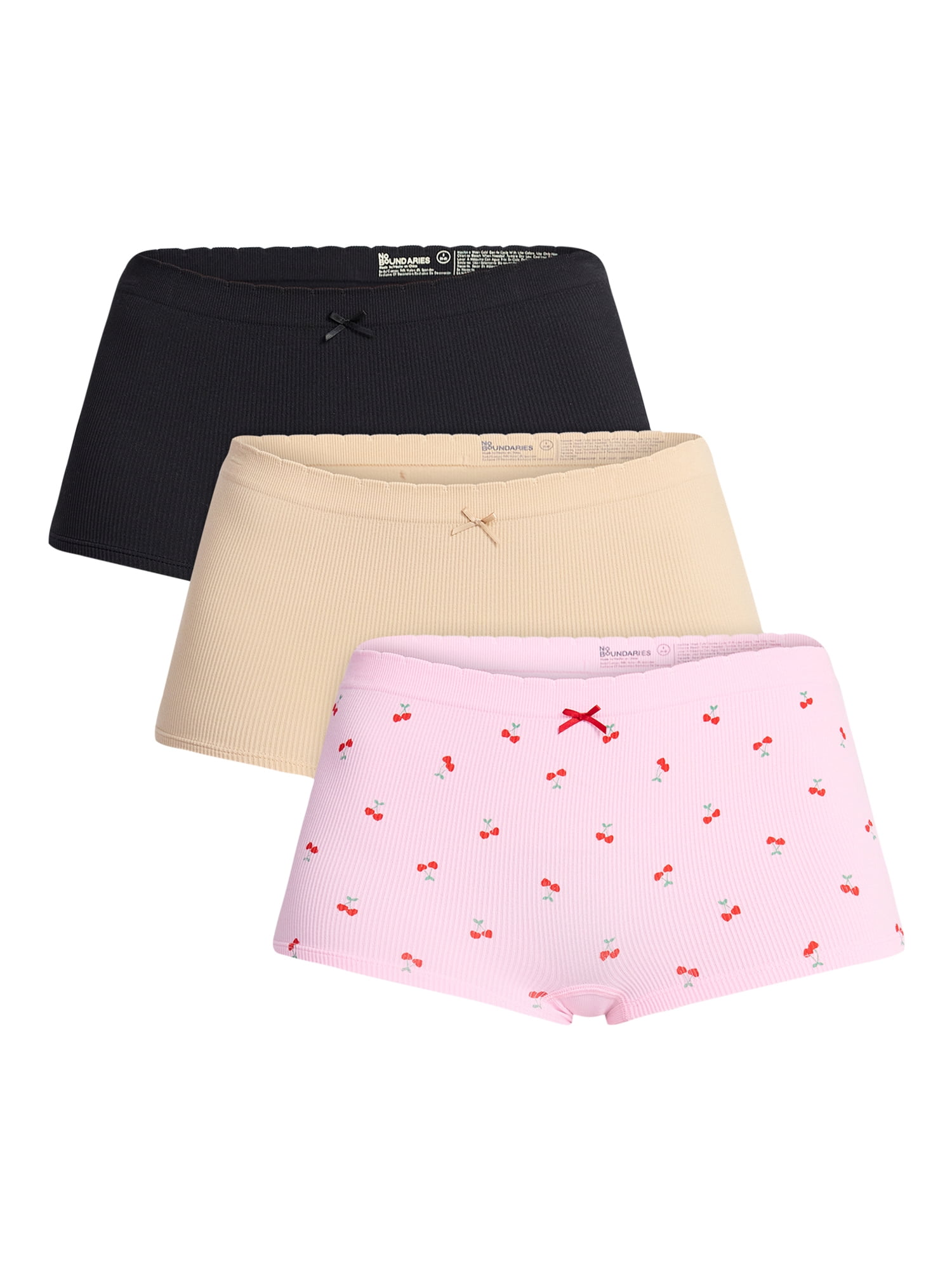 No Boundaries Seamless Boyshort Panties, 3-Pack, Women's XS-XXXL