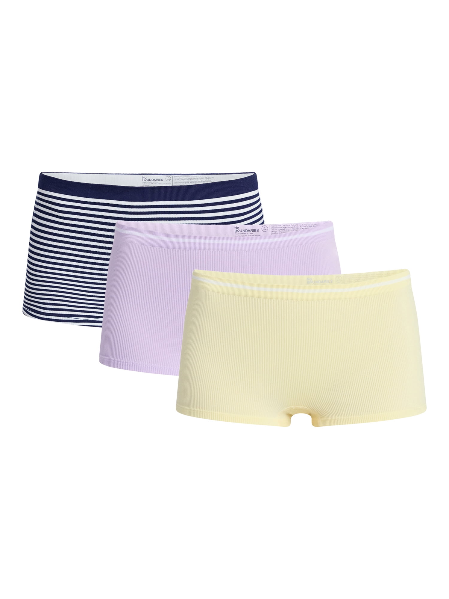 No Boundaries Seamless Boyshort Panties, 3-Pack, Women's XS-XXXL