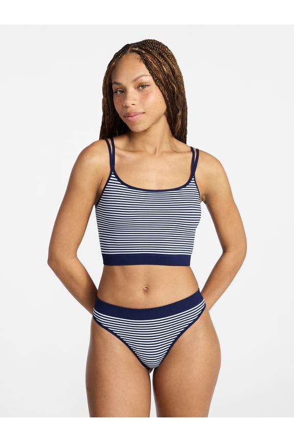 Seamless Cami Bra and Thong Panty Set, 2-Piece, Women's XS-XXXL