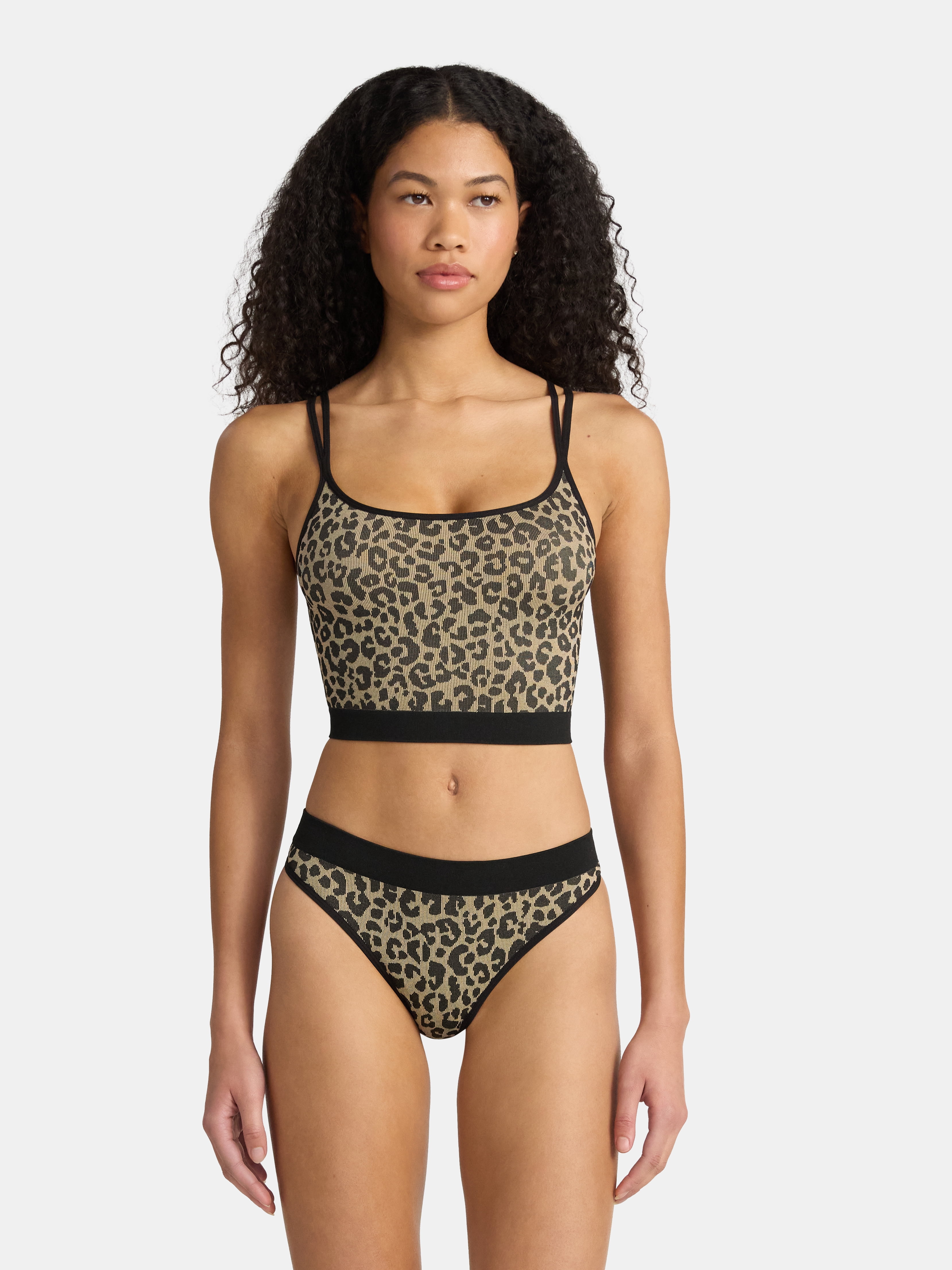 No Boundaries Seamless Cami Bra and Thong Panties Set, 2 Piece, Women's XS-XXXL