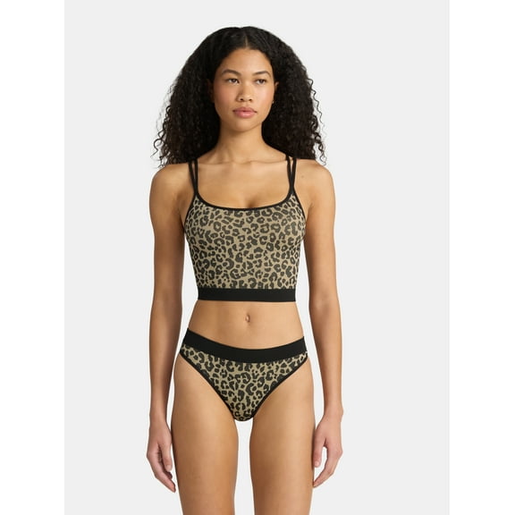 No Boundaries Women’s Seamless Cami Bra & Thong Panty Set, Sizes XS–XXXL