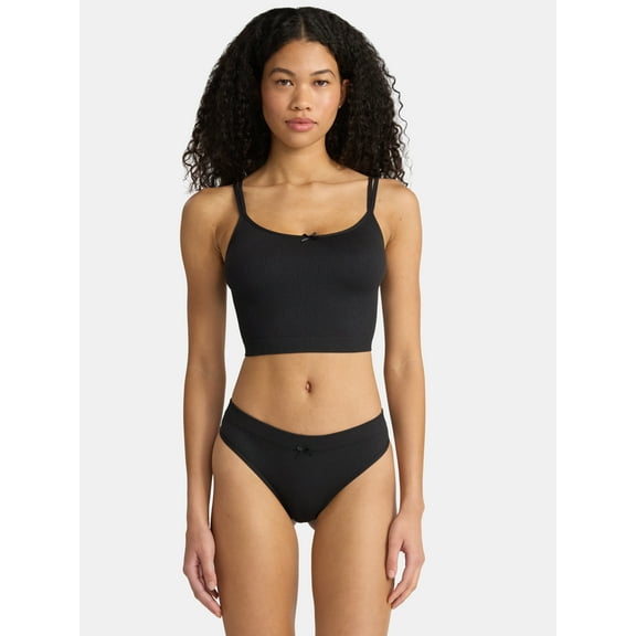 No Boundaries Womenās Seamless Cami Bra & Thong Panty Set, Sizes XSāXXXL