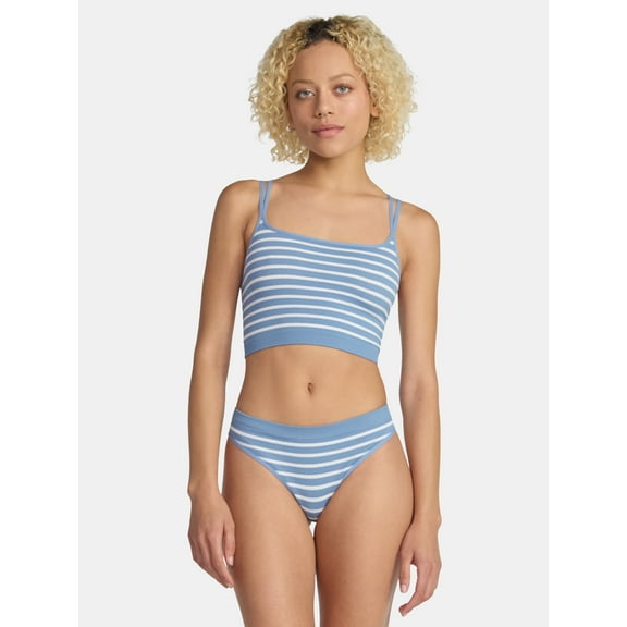 No Boundaries Women’s Seamless Cami Bra & Thong Panty Set, Sizes XS–XXXL