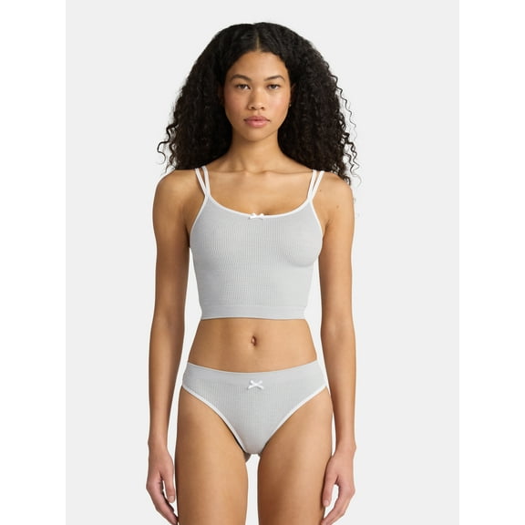 No Boundaries Women’s Seamless Cami Bra & Thong Panty Set, Sizes XS–XXXL