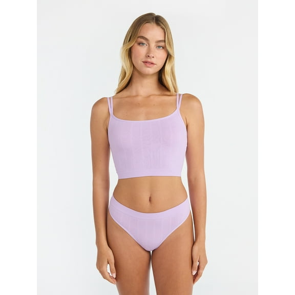 No Boundaries Women’s Seamless Cami Bra & Thong Panty Set, Sizes XS–XXXL