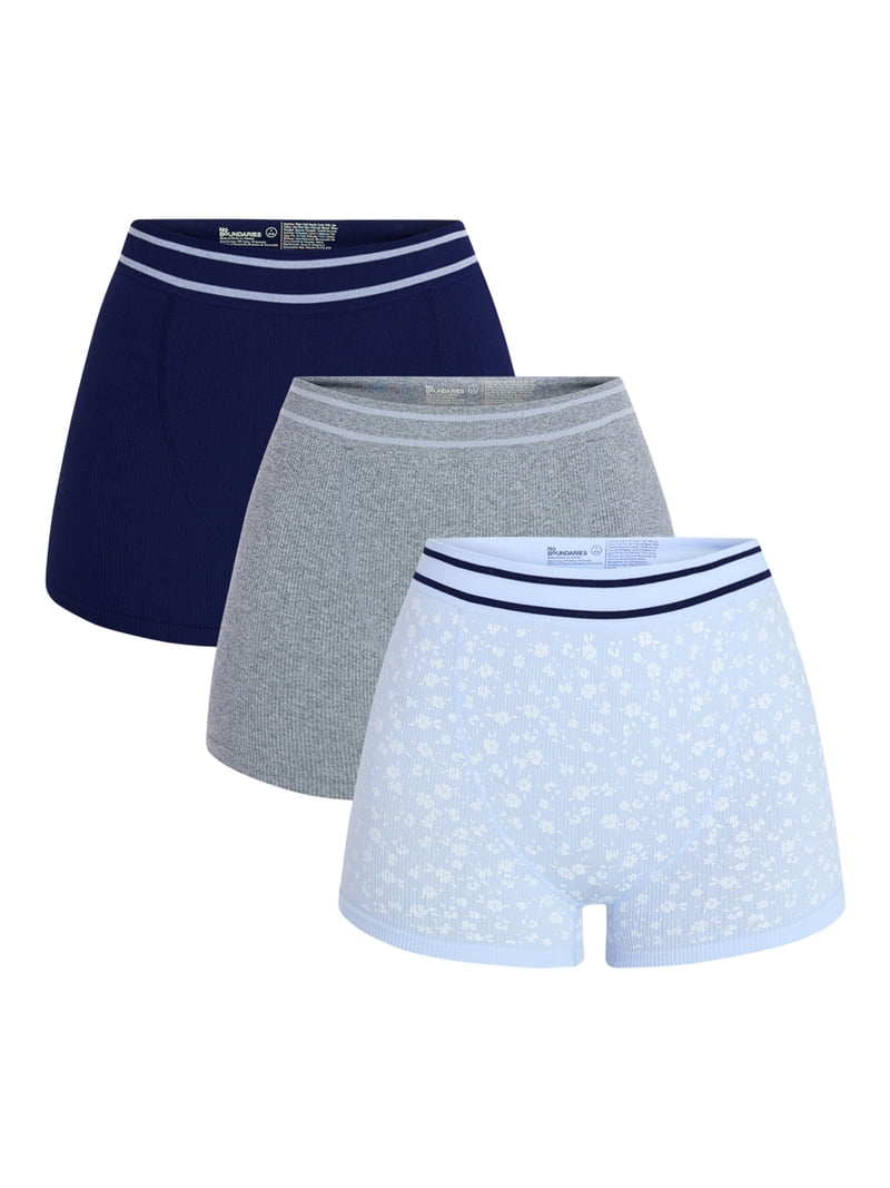 No Boundaries Seamless High Waist Boyshort Panties, 3-Pack