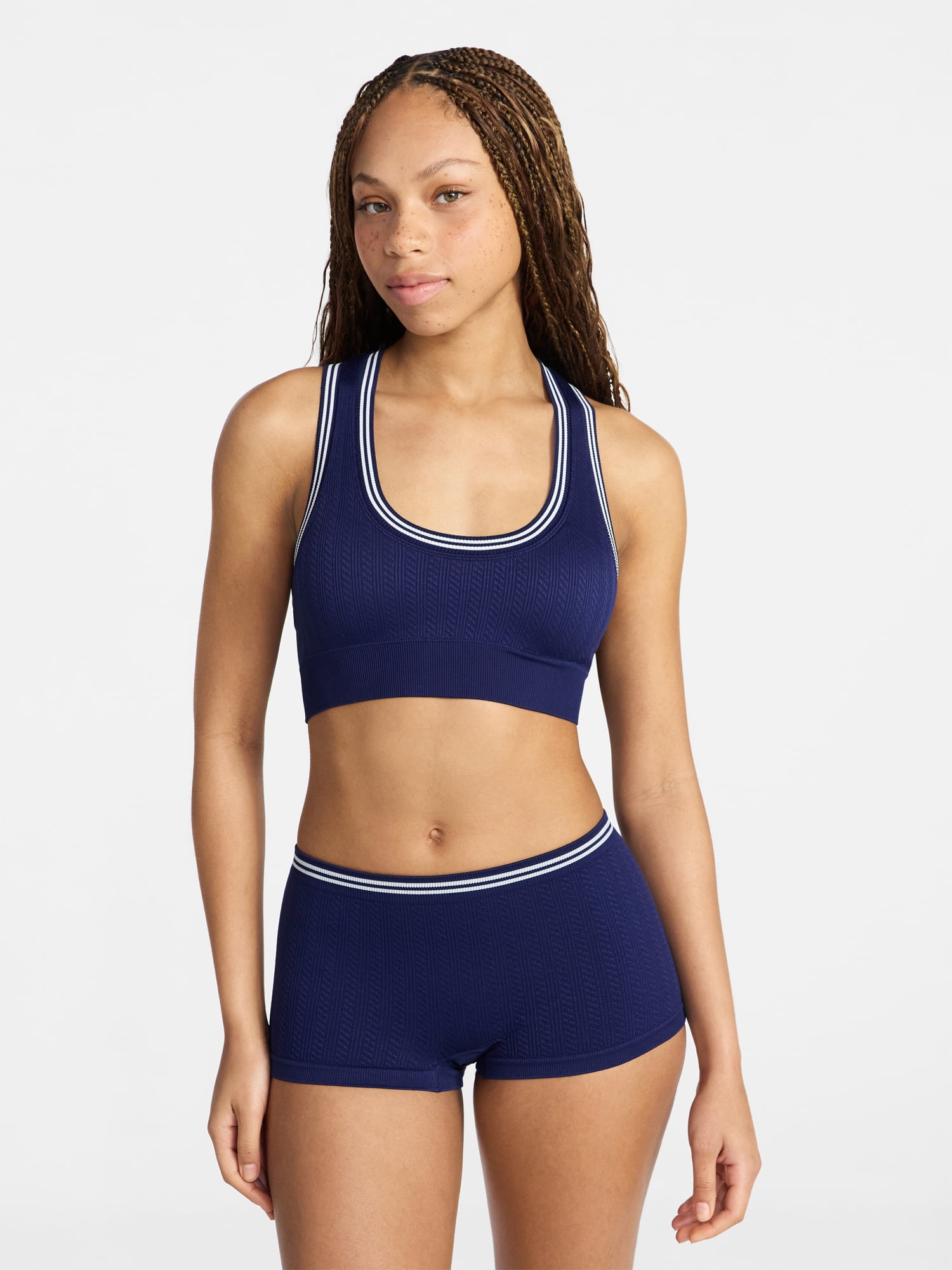 No Boundaries Seamless Racerback Bralette and Boyshort Set, 2-Piece, Women's XS-XXXL