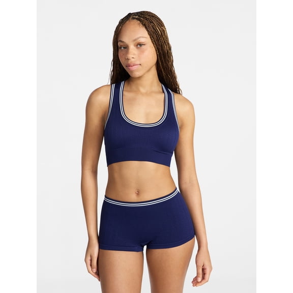 No Boundaries Seamless Racerback Bralette and Boyshort Set, 2-Piece, Women's XS-XXXL