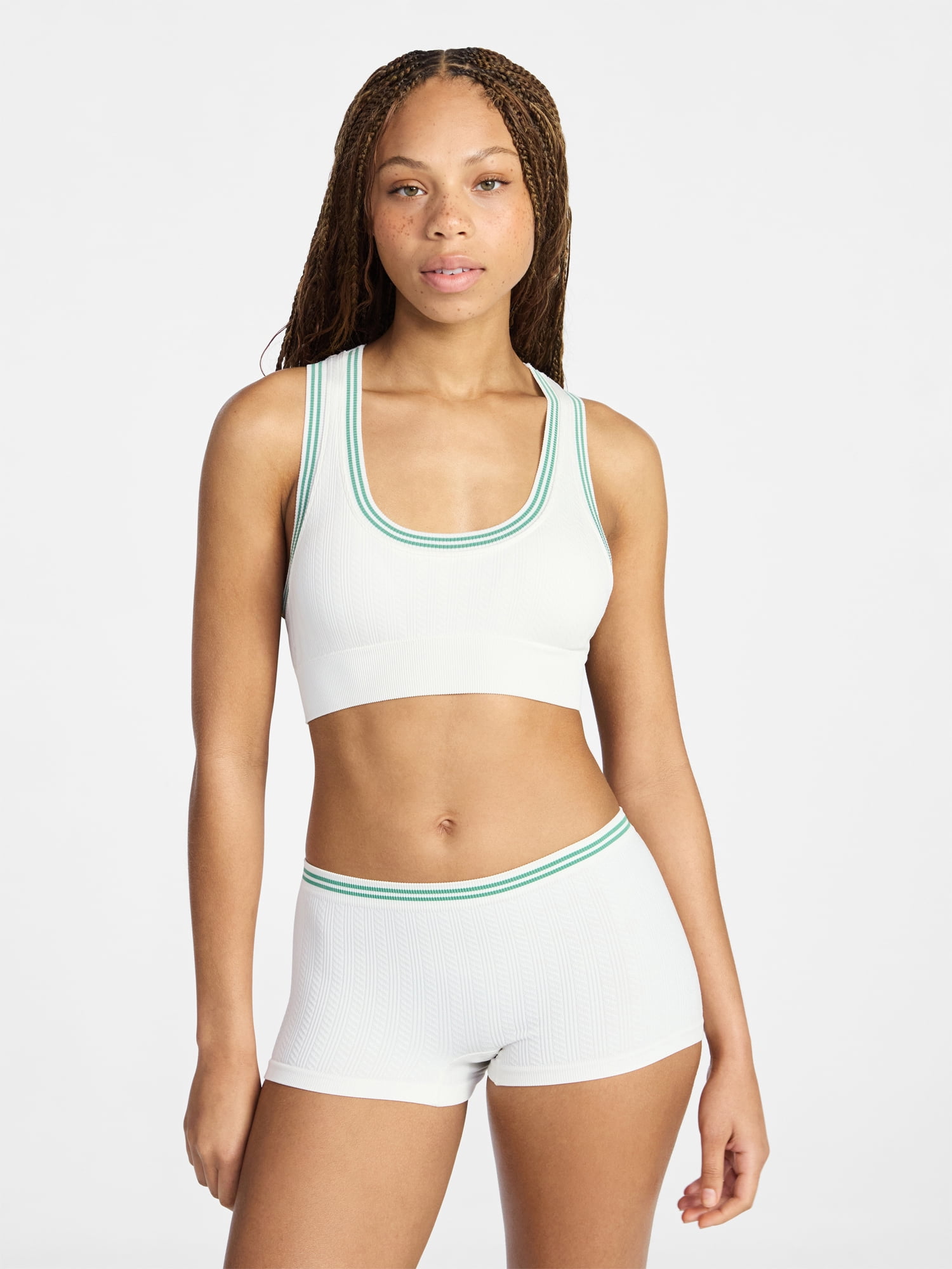No Boundaries Seamless Racerback Bralette and Boyshort Set, 2-Piece, Women's XS-XXXL