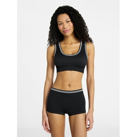 No Boundaries Seamless Racerback Bralette and Boyshort Set, 2-Piece, Women's XS-XXXL