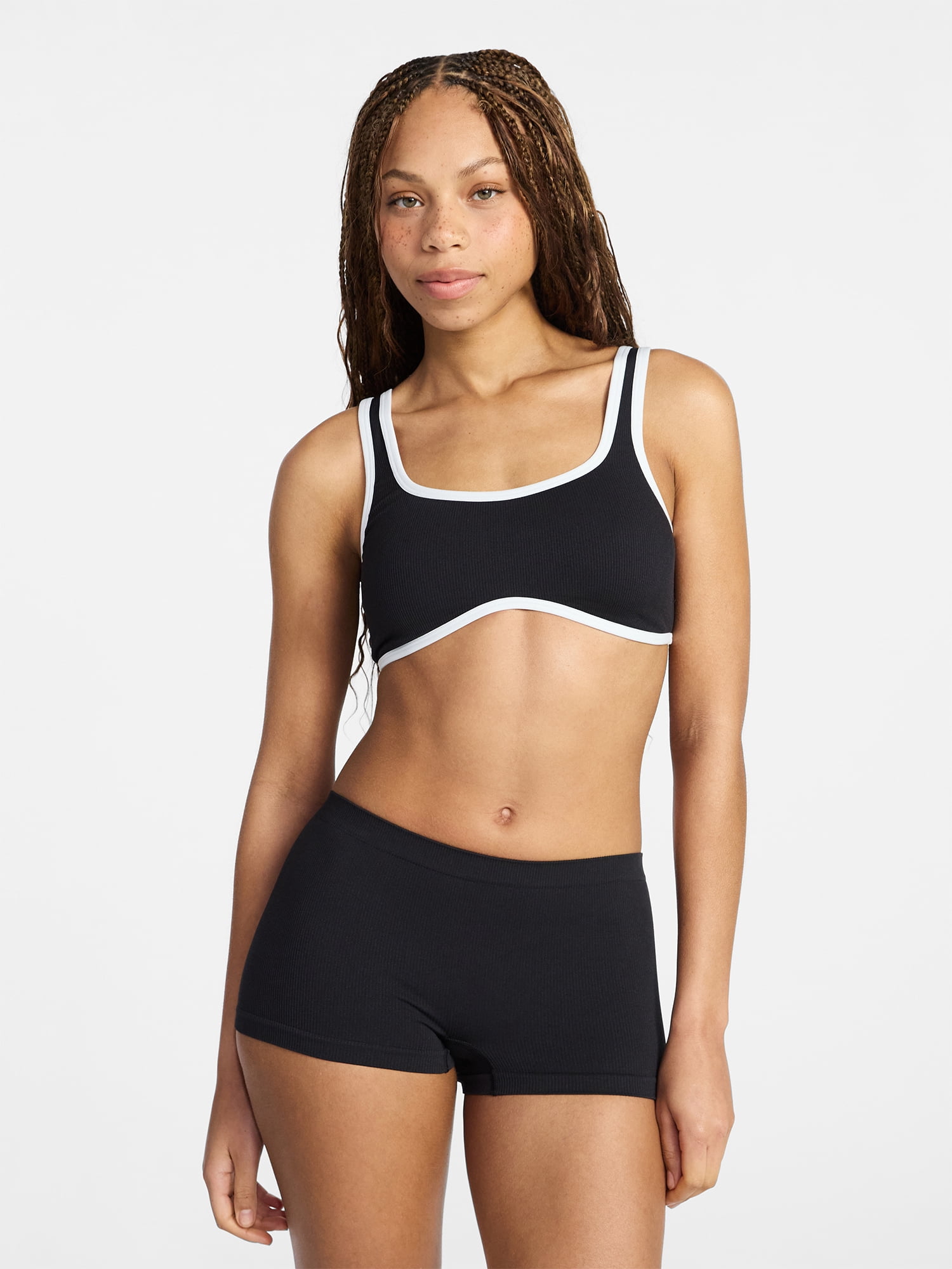No Boundaries Seamless Scoop Neck Bralette & Boyshort Set, 2-Piece, Women's XS-XXXL