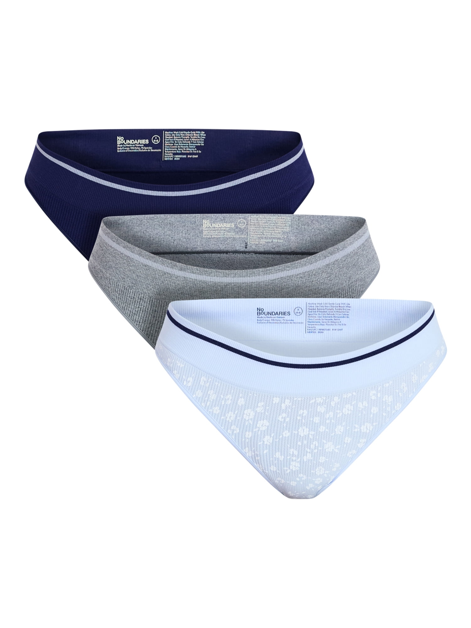 No Boundaries Seamless Thong Panties, 3-Pack, Women's XS-XXXL