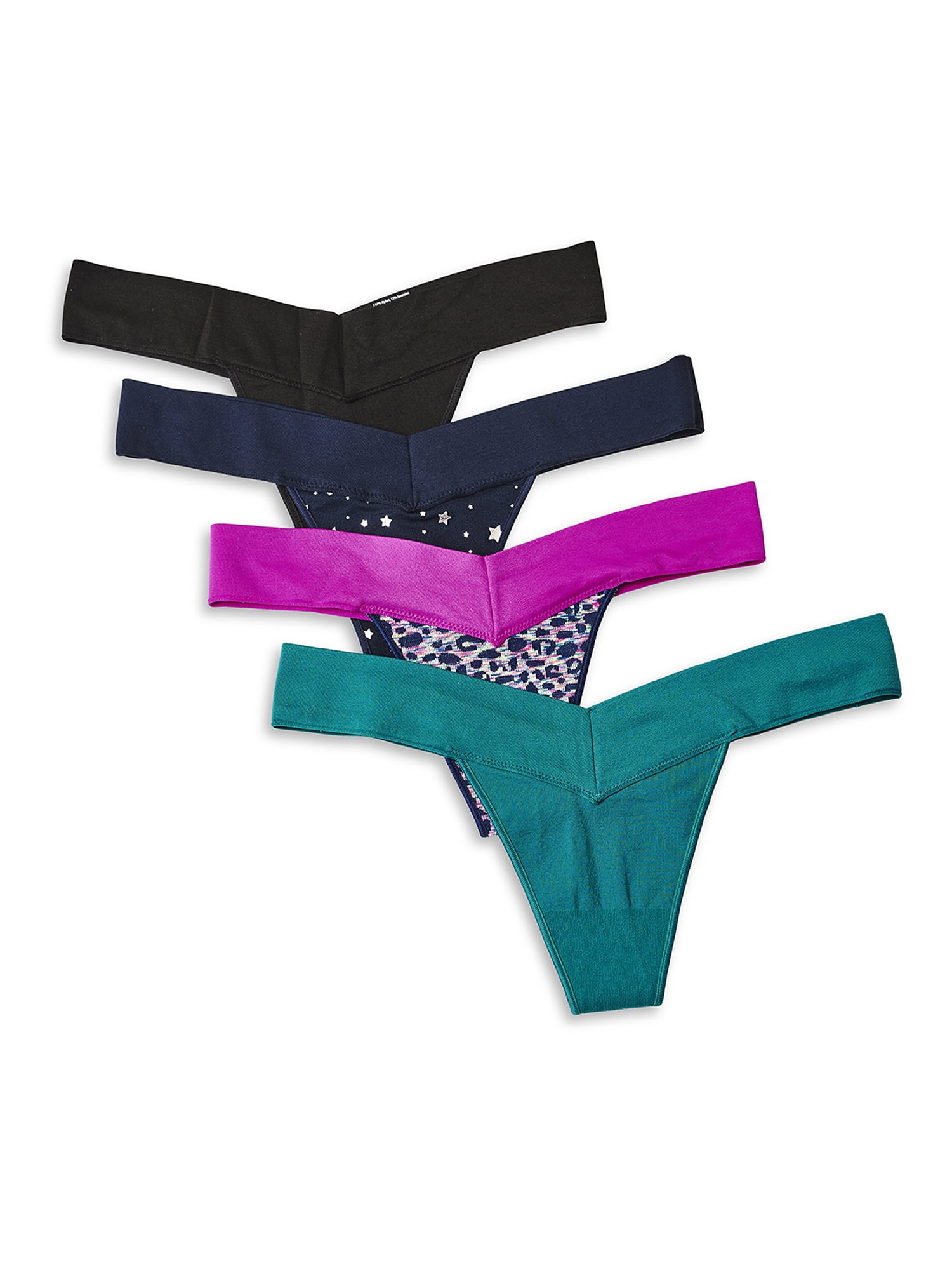 No Boundaries Women's Seamless Thong Panties, 4-Pack 