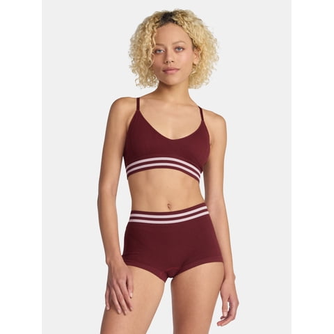 Seamless Triangle Bralette & Boyshort Set, 2-Piece, Women's XS-XXXL