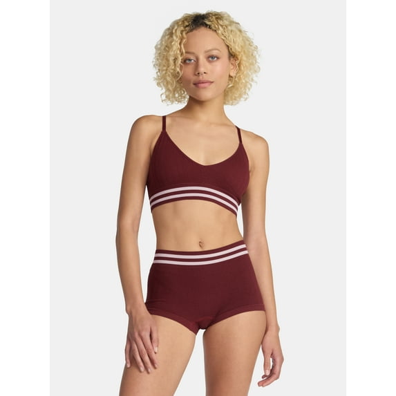 No Boundaries Seamless Triangle Bralette & Boyshort Set, 2-Piece, Women's XS-XXXL