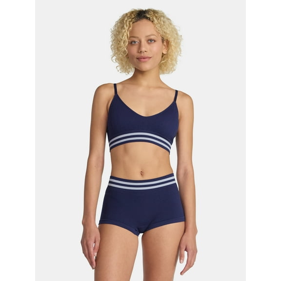 No Boundaries Women's Seamless Triangle Bralette & Boyshort Set, Sizes XS-XXXL