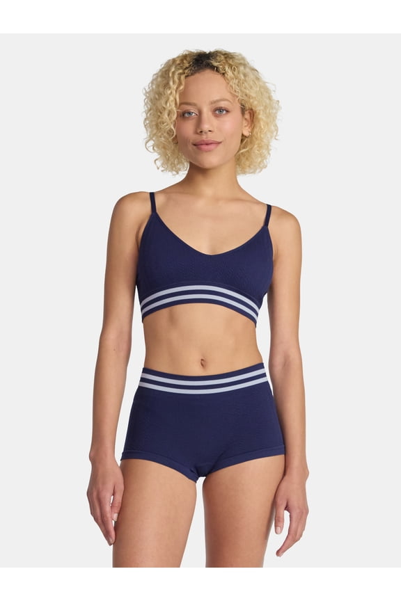 Seamless Triangle Bralette & Boyshort Set, 2-Piece, Women's XS-XXXL