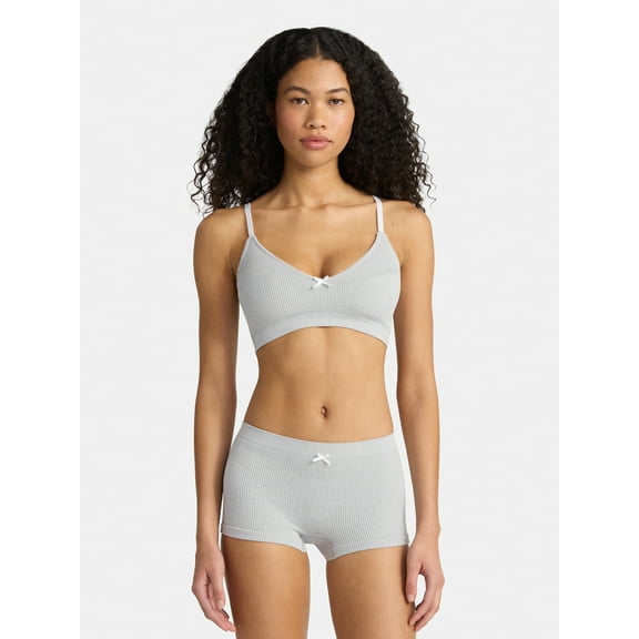 No Boundaries Women's Seamless Triangle Bralette & Boyshort Set, Sizes XS-XXXL