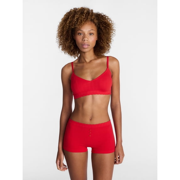 No Boundaries Seamless Triangle Bralette and Boyshorts Set, 2 Piece, Women's XS-XXL
